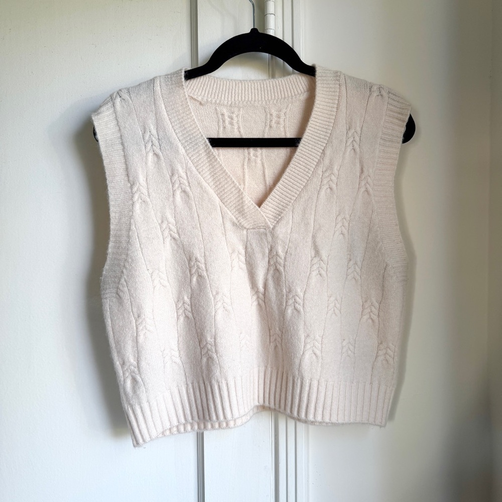 Women's Cream Cable Knit Sweater Vest